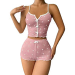 Women's Pajamas Set Sleepwear 2 PCS Short Tank Tops And Shorts S M L White Ventilate Soft Casual Love Printing