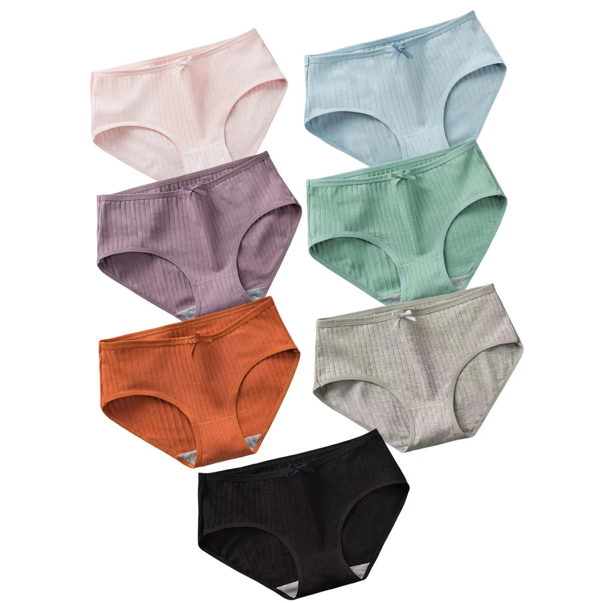 7Pcs/Set Cotton Panties Low Waist Briefs Women Sexy Lingerie Female Underpants Panty Solid Color Breathable Underwear Intimates