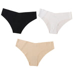 3Pcs/Set Women Seamless Low Rise Bikini Panties Ice Silk Fabric Briefs No Show Underpants Invisible Panties Sexy Lingerie XS-XL