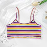 Women Non-wire Bras Female Cotton Bra Tops Striped Crop Top Small Breast Breathable Push Up Bra Comfort Girl Underwear