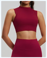Women's Yoga Tank Top Highly Stretchy, Slightly High-Neck Sports Bra with Built-In Cups Lifts and Shapes The Bust Sexy Fitness