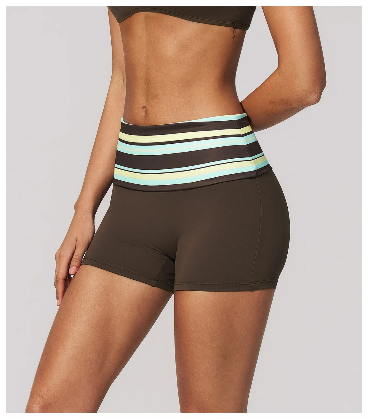Summer Striped Polka Dot Contrast High Waist Yoga Shorts Hip Lifting Sports Tights Outdoor Workout Fitness Gym Running Pants