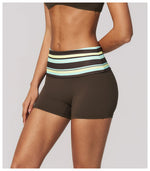 Summer Striped Polka Dot Contrast High Waist Yoga Shorts Hip Lifting Sports Tights Outdoor Workout Fitness Gym Running Pants