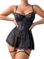 1pc Sexy Lace Trimmed Milk Silk Nightgown, Comfortable Lingerie