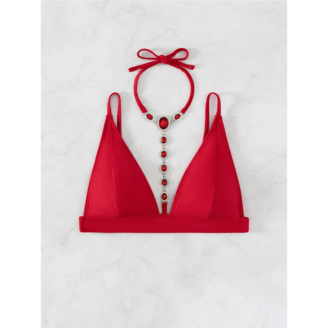 Diamond Extreme Mini Micro Thong Bikini Women Swimwear Female Swimsuit Two-Pieces Bikini Set Bather Bathing Suit Swim Lady V4329