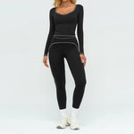 2PCS Yoga Set Gym Clothes Outdoor Sports Outfits Women Tracksuit Gym Fitness Suits Workout Long Sleeved Flared Pants Sportswear