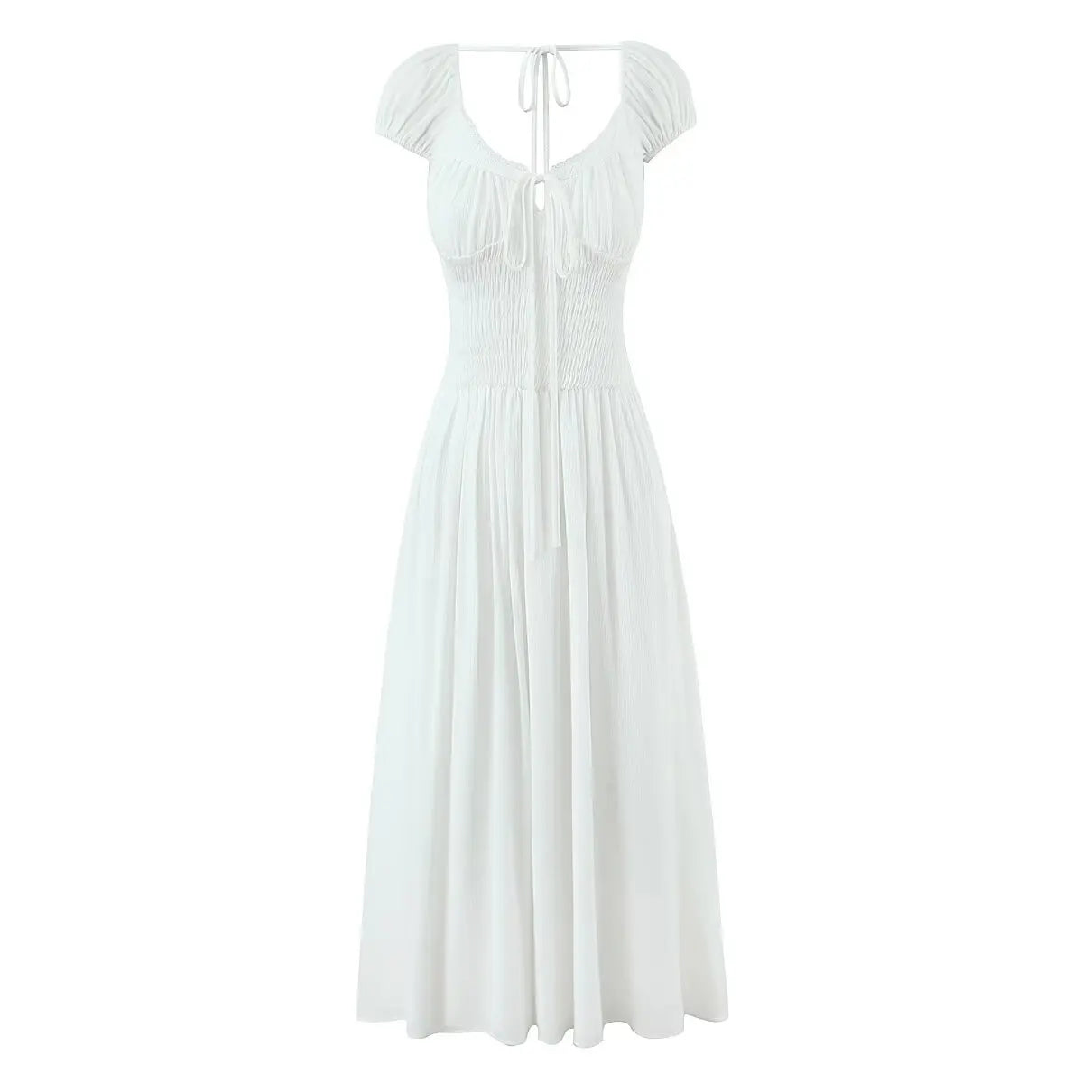 Women's Fashion Ruched Waist Sexy Backless Tie Design Dress Short Sleeved Backless Deep V Suspenders Sleeveless Dress Charm YJJF