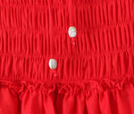 Cotton Summer Red Short Dress Women Strapless Beach Mini Dress Casual Ruffles Spaghetti Strap Boho Party Sleeveless Dress