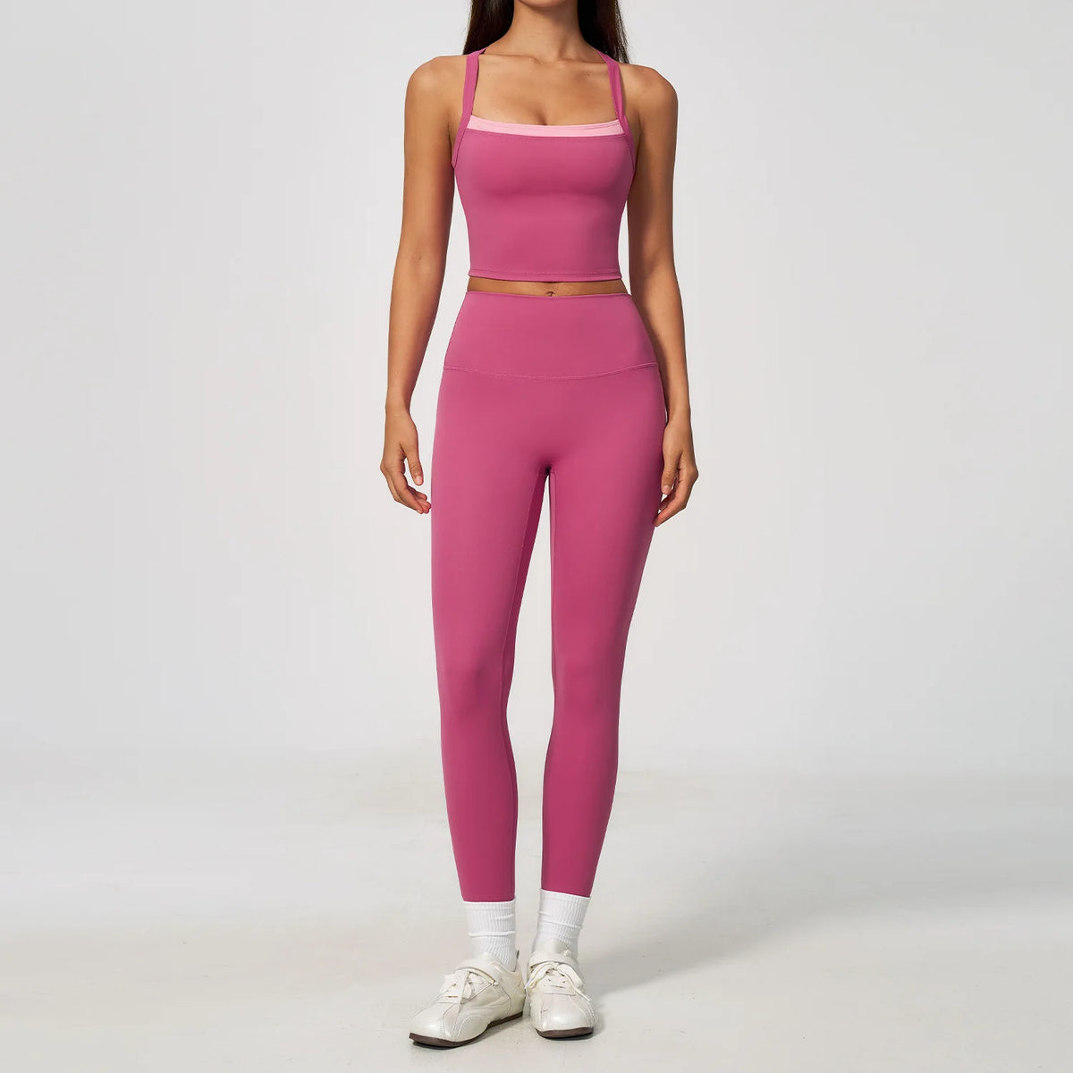 Yoga Set Women Tracksuit 2 Piece Gym Clothing Sportswear Running Tank Top Fitness Leggings Workout OutfitsAthletic Wear Suit
