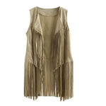 Open Front Tassel Cardigan Women's Fringe Vest Retro Sleeveless Jacket Cowgirl Western Outfits Outerwear