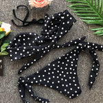 Ribbed Knotted Polka Dot Bikini 2025 Women Strapless Bandeau Swimsuit Female Swimwear Two Pieces Bikini Set Bathing Suit Swim