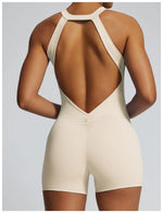 Short Sports Jumpsuit Women Hollow Out Backless Sleeveless High Elasticit Yoga One Piece Suit Tight Fitting Fitness Rompers