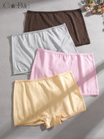 4Pcs/Set Women's Cotton Boxers Panties Seamless Sports Underwear Female Solid Color Cozy Lingerie Intimate Underpants XS-XL