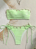 XS - XL Wrinkled Shells Bandeau Bikini Women Swimwear Female Swimsuit Two-pieces Bikini Set Bather Bathing Suit Swim Beachwear
