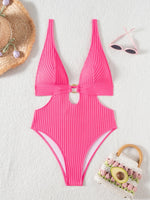 2026 Deep V Neck Cut Out Women Swimwear One Piece Swimsuit Female High Leg Cut Monokini Bather Backless Bathing Swim Beachwear