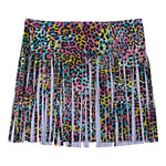Women Leopard Print Swim Skirt Shorts Tassel Fringe High Waist Bikini Bottom For Beach Party Summer Vacation Pool Bathing Suits