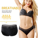 4-Layers Transparent Lace Menstrual Panties Leakproof Antibacterial Women's Underpants Comfortable Breathable Ladies Briefs