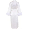 Bride Robe with Feather for Wedding Day Bridal Satin Robe Sexy Silk Bride Bathrobe for Women Bachelorette Wedding Party Getting