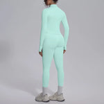 Women's Seamless Yoga Sets Sports Fitness Zipper Long-Sleeve Jacket Slim-fit Hip Lift Pants Suits Workout Training Gym Sets