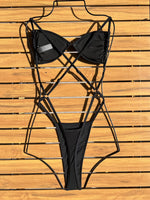 Shiny Sequin Black One Piece Swimsuit 2026 Women Sexy Hollow Out Backless Thong Bikini Summer Bathing Suit Swimwear Monokini
