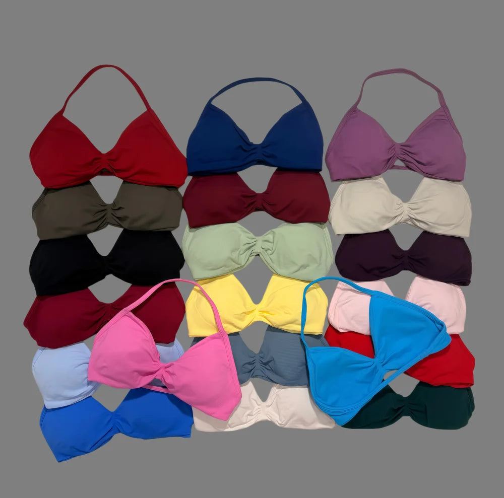 DFTLF Impact Strappy Bra Women Seamless Gym Underwear High Support Halter Sexy Sports Clothing Push-up Yoga Workout Tank Top