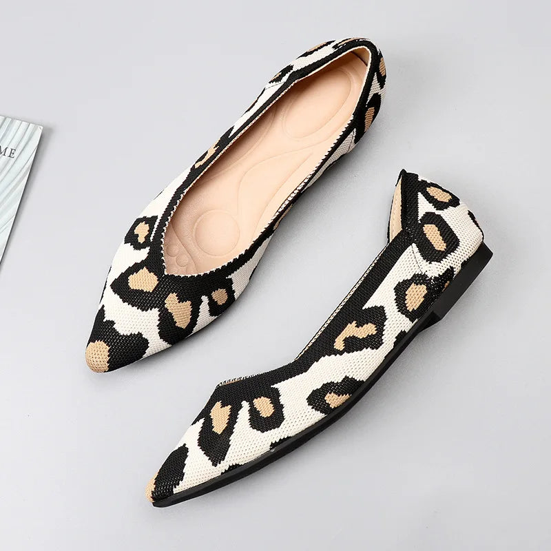 Women's Shoes Mesh Breathable Pointed Toe Flat 2026 Fashion Soft Bottom Knitted Shoes Female Casual Slip on Footwear Loafers