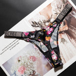 Letter Sexy Panties Women Thongs Rhinestones Diamonds G-string Sports Thong Low Waist Shorts Briefs T-back Fitness S-XL