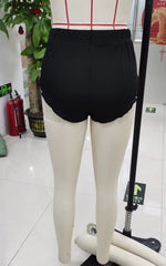 Women High Waist Ribbed Booty Shorts Summer Sexy Ruffle Trim Bodycon Mini Shorts Solid Color Tight Stretch Short Pants