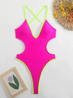 DEKA Sexy Backless Swimwear Deep V Neck Hollow Out One Piece Swimsuit Women Female Monokini High Cut Bather Bathing Suit Swim