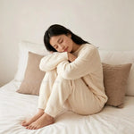 Autumn Winter Embossed Raglan Sleeve Pullover Cuffed Pants Ladies Homewear Sleepwear Women Solid Color Soft Pajama Set