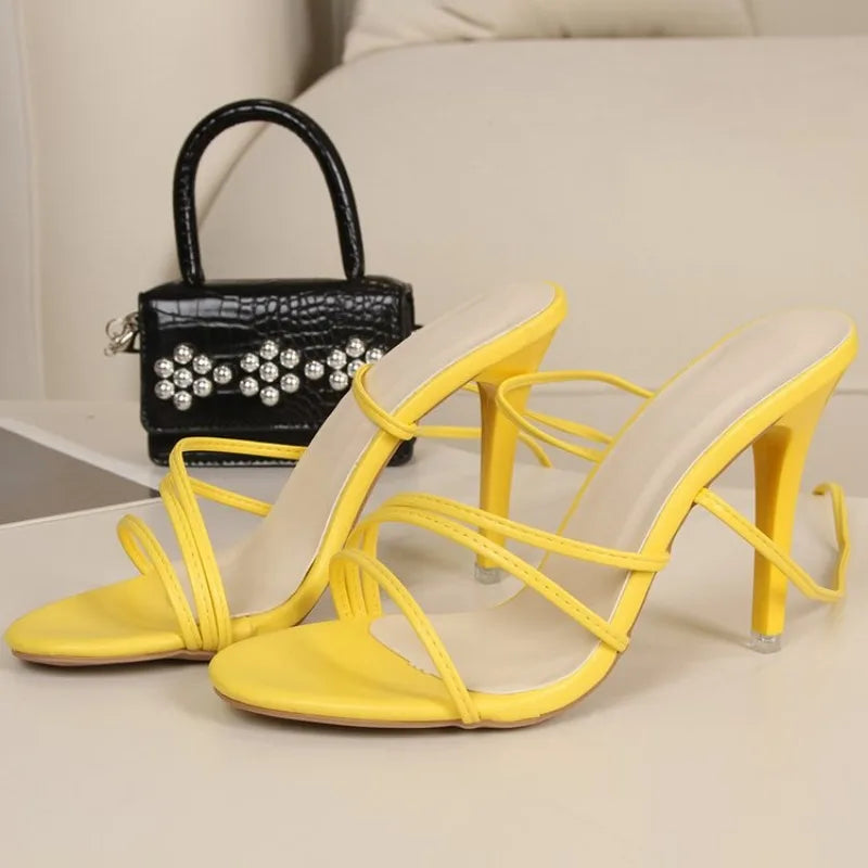 New Summer Elegant Strap Solid Color Square Toe High Heels Open Toe Fashion Sexy Banquet Women's Shoespumps women shoes