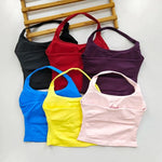 Yoga 2 Pieces Gym Set Women Backless Halter Tops High Waist Seamless Shorts Gym Suit Fitness Sports Bras Sportswear Workout Sets