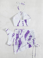 3PCS With Mesh Skirt Halter Bikini Female Swimsuit Women Swimwear Three-pieces Bikini Set Hollow Out Bathing Suit Swim Beachwear