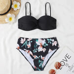 Print Bandeau Bikini Swimsuit Women Push Up Bikini Set Swimwear Female High Waisted Bathing Suit Beach Wear Brazilian Biquini