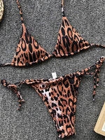 Sexy Leopard Bikini 2025 Halter Swimsuit Women String Swimwear Female Micro Bikini Set Brazilian Bathing Suit Push Up Swim Wear