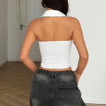 Sexy Women Camis Tank Top White Lace Leopard Patchwork Slim Fit Fishbone Corset Front Tie Holiday Evening Club Party Chic Vest