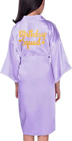 Birthday Squad Birthday Girl Princess Robe Spa Robes for Girls Party Satin Silk Kimono Robes Party Supplies