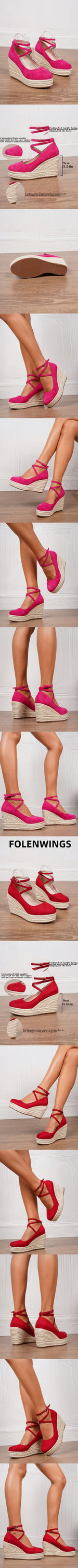 2025 Comfy Walk Big Size 43 Summer Bohemian Espadrilles Platform Pumps Cross Strap Chunky High Heels Wedges Shoes Women