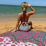 Women Bathing Suit 3 Piece Swimsuit Kimono Cross Wrap High Waist Bikini Beach Cover Up Swimwear Africa Print Bathing Suit Beach