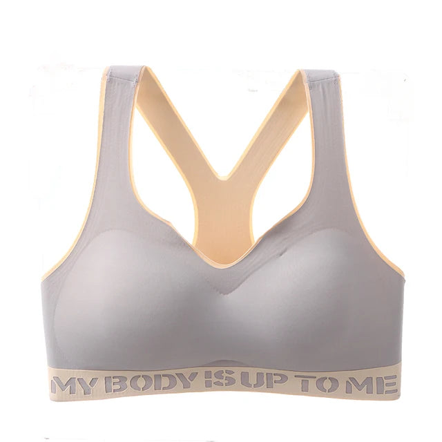 Plus Size Movement Bra Letters Stitching Color Women Underwear Wireless Brassiere One piece three-dimensional cup Bralette
