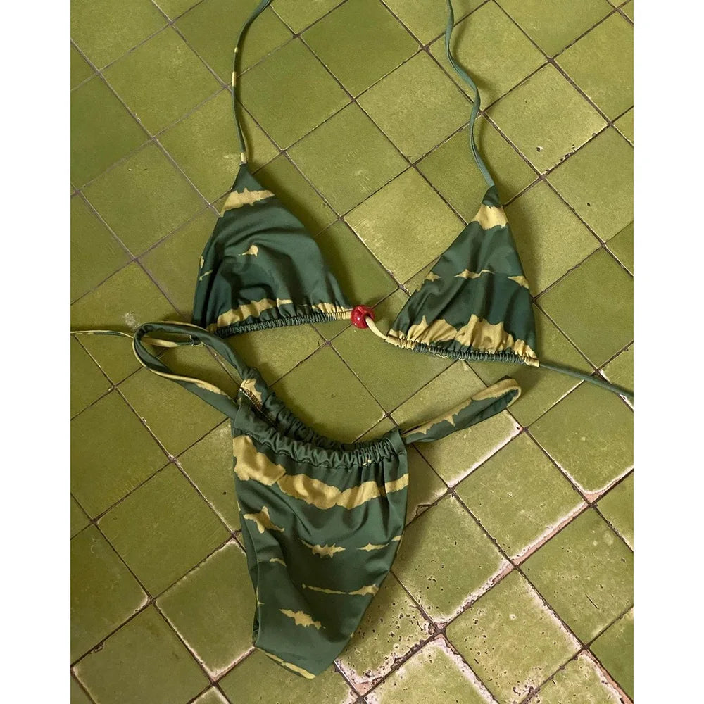 Micro Bikinis 2026 Sexy Swimsuit Women Swimwear Push Up Brazilian Bikini Set Print Biquini Summer Halter Beachwear Female