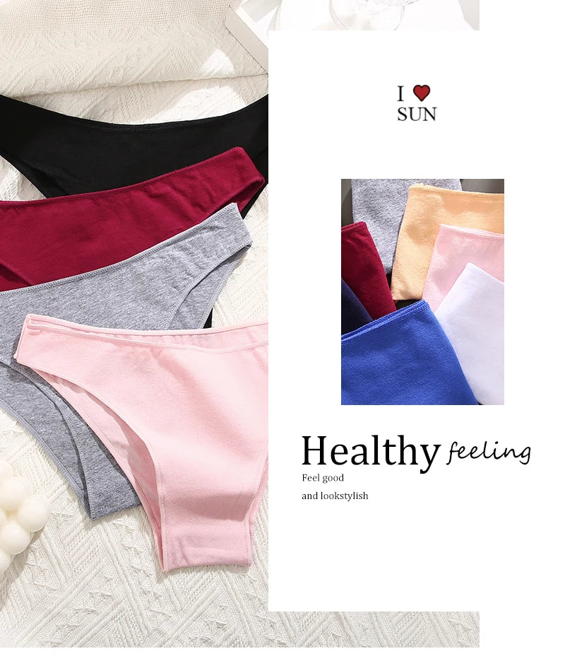 4Pcs Women's Cotton Briefs Seamless Women Sexy Panties Intimates Solid Color Breathable Underwear Female Low Waist Soft Lingerie