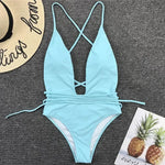 New 2025 Sexy Deep V Neck Wrap Around Female Swimwear One Piece Swimsuit Women Backless Monokini High Cut Bathing Suit Swim Lady