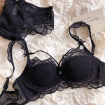 MOYISU French Pure Lace Bralette Petite Bra Set, AABB Cup with Removable Straps & Thin Push Up Pads, Soft Underwire Sexy Women's