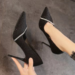 High Heels Women withSpring and Autumn Pointy Women's Shoes Dress Wedding Shoes Temperament Banquet Single Shoes