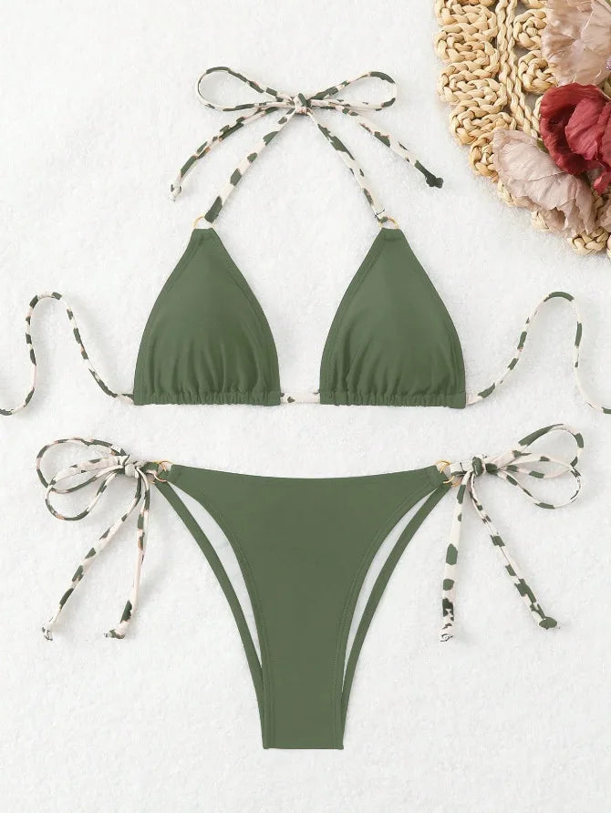 2026 String Triangle Bikini Women Sexy Swimwear Female Halter Swimsuit Solid Bathers Bathing Swimming Swim Suit Beachwear