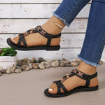 Fashionable bohemian-style flat sandals, casual and comfortable dopamine-colored versatile and vibrant women's shoes