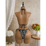 With Sarong Halter Printed Bikini Women Swimwear Female Swimsuit Padded Bather Bathing Suit Swim Three-pieces Bikini set K8073