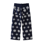 Foridol Floral Embroidery Cropped Pants Women Summer Casual Zip Navy Blue Fashion Female Pants Pantalones 2025 Mujer