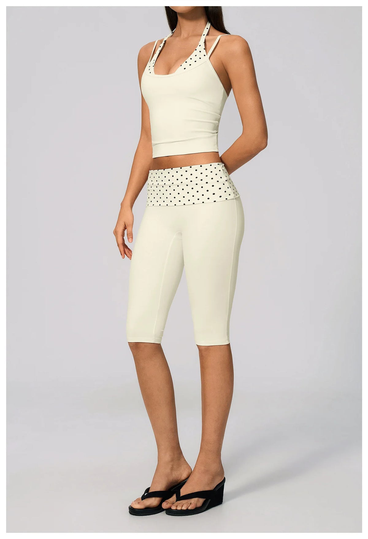 New Fake Two-piece Yoga Sets Women Striped Shock-absorbing Slim Sports Tank Top Fitness Suit Gym High Waist Mid Pants Tracksuit